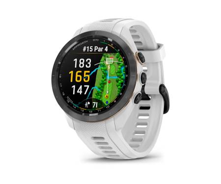 Смарт-часы Garmin Approach S7042 mm Black/Peach Ceramic Bezel with White Silicone Band (010-02746-00)