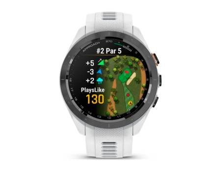 Смарт-часы Garmin Approach S7042 mm Black/Peach Ceramic Bezel with White Silicone Band (010-02746-00)