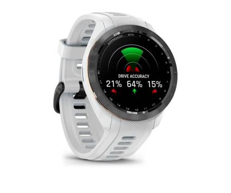 Смарт-часы Garmin Approach S7042 mm Black/Peach Ceramic Bezel with White Silicone Band (010-02746-00)