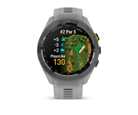 Смарт-часы Garmin Approach 42 mm Black/Amp Yellow Ceramic Bezel with Powder Gray Silicone Band (010-02746-01)