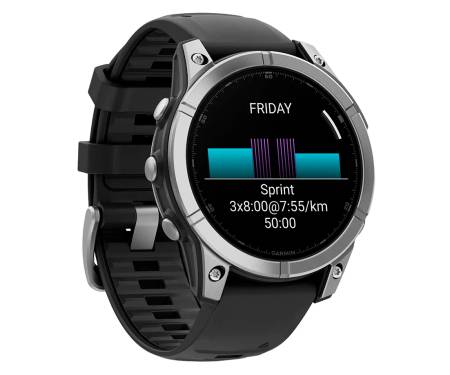 Смарт-часы Garmin Garmin Fenix E 47mm AMOLED Stainless Steel with Black Silicone Band (010-03025-02/00)
