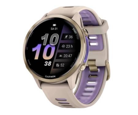 Смарт-часы Garmin Forerunner 970 Soft Gold Titanium w. French Gray C. and French Gray/T. Indigo Band (010-02969-02/12)