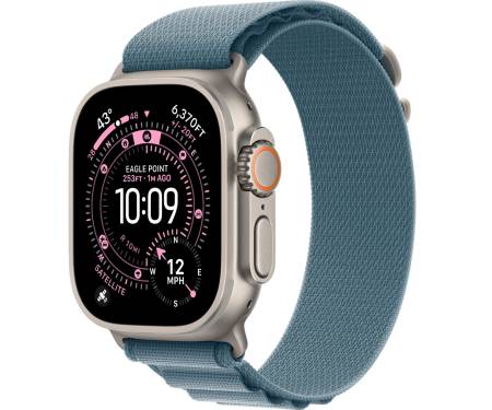 Apple Watch Ultra 3 GPS + Cellular 49mm Natural Tit. Case w. Light Blue Alpine Loop - Large (MEWP4) 1