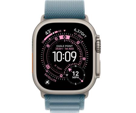 Apple Watch Ultra 3 GPS + Cellular 49mm Natural Tit. Case w. Light Blue Alpine Loop - Small (MEWK4) 2