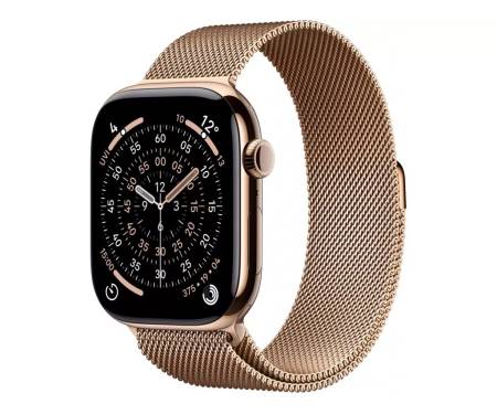 Apple Watch Series 11 GPS + Cellular 42mm Gold Tit. Case w. Gold Milanese Loop (MF8Y4) 1