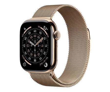 Apple Watch Series 11 GPS + Cellular 46mm Gold Tit. Case w. Gold Milanese Loop - M/L (MFD84) 1