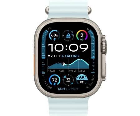 Apple Watch Ultra 2 GPS + Cellular 49mm Natural Titanium Case with Ice Blue Ocean Band (MYT03+MXTF3) 2