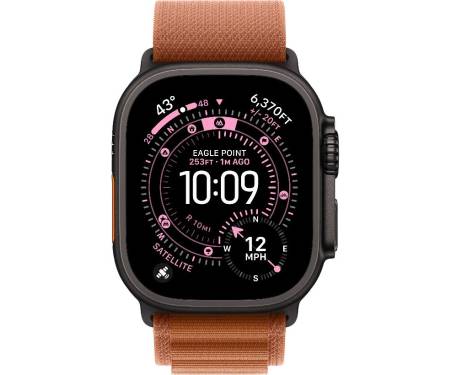 Apple Watch Ultra 3 GPS + Cellular 49mm Black Tit. Case w. Terra Cotta Alpine Loop - Large (MF254+MG9F4) 2