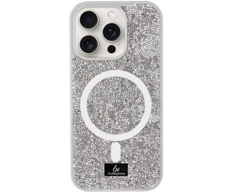 Чохол для Apple iPhone 13 Pro Bling World Rock Diamond with MagSafe Silver 1