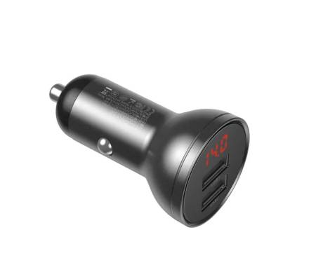 Автомобильное зарядное устройство Baseus Digital Display 2USB 4.8A 24W + кабель 3-in-1 Black Suit Grey (TZCCBX-0G) 2