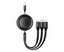 Кабель Baseus Bright Mirror 2 Series Retractable 3-in-1 Fast Charging  Data Cable USB to M+L+C 3.5A 1.1m Black (CAMJ010001) 1