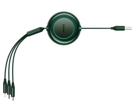 Кабель Baseus Bright Mirror 2 Series Retractable 3-in-1 Fast Charging  Data Cable USB to M+L+C 3.5A 1.1m Green (CAMJ010006) 3
