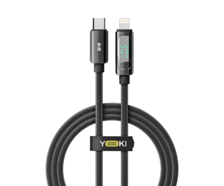 Кабель USB YOKI DISPLAY Type-C to Lightning 30W 1.2m Black (YK-DI88) 1