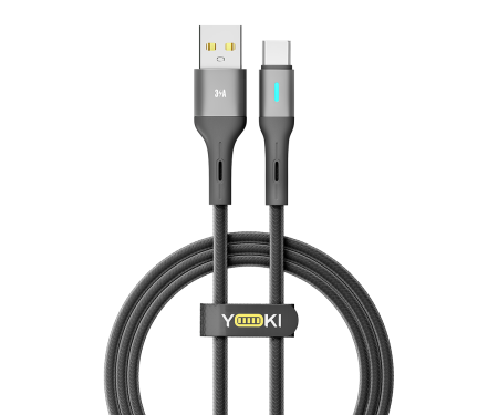 Кабель USB YOKI LED Type-C 3A 2m Black (YK-LE17) 1