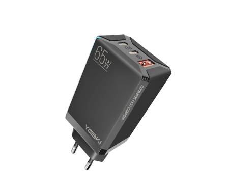 Сетевое зарядное устройство Yoki Led Series  GaN Ultra PD 65W Black (YK-65) 1
