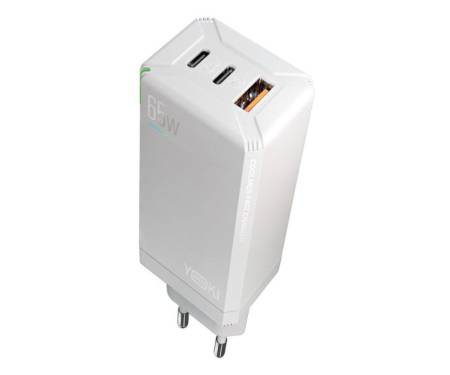 Сетевое зарядное устройство Yoki Led Series  GaN Ultra PD 65W White (YK-65) 1