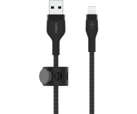 Кабель Belkin Braided Silicone USB-A to Lightning 1m Black (CAA010BT1MBK) 1