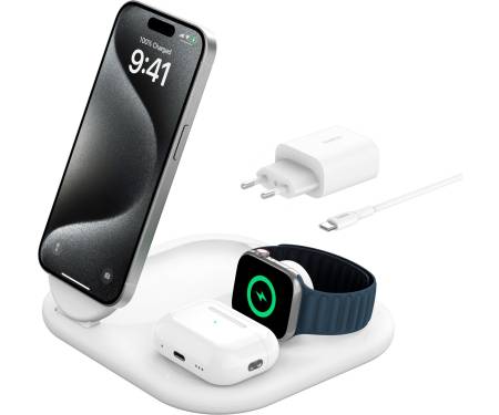 Беспроводное зарядное устройство Belkin 3in1 Magnetic Foldable Qi2 15W, White WIZ029VFWH 2