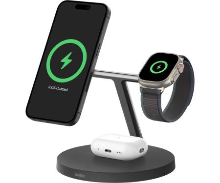 Беспроводное зарядное устройство Belkin 3in1 Magnetic Pad Qi2 15Вт, Black (WIZ032KQBK) 3