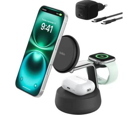 Бездротовий зарядний пристрій Belkin UltraCharge Pro 3-in-1 Magnetic 25W Charcoal (WIZ040KQCH) 1