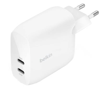 Мережевий зарядний пристрій Belkin Boost Up Charge Pro Dual USB-C Wall Charger PPS 60W White (WCB010VFWH) 1
