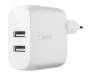 Мережевий зарядний пристрій Belkin Boost Up Charge Dual USB-A Wall Charger 24W + Lightning White (WCD001VF1MWH) 1