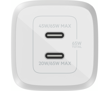 Сетевое зарядное устройство Belkin Boost Up Charge Pro GaN 2xUSB-C PPS Wall Charger 65W White w/Type-C to Type-C (WCH013VF2MWH-B6) 3