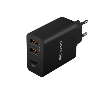Сетевое зарядное устройство Canyon 3xUSB with Smart IC Black (CNE-CHA08B) 1