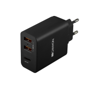 Сетевое зарядное устройство Canyon 3xUSB with Smart IC Black (CNE-CHA08B)
