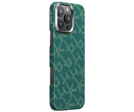 Чохол Pitaka Tactile Woven Case Monogram for iPhone 16 Pro - Green/Gold (KI1601PTK) 2