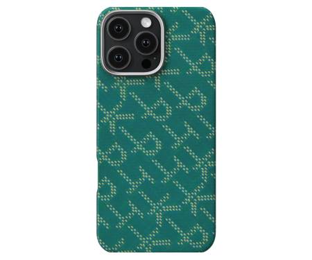 Чехол Pitaka Tactile Woven Case Monogram for iPhone 16 Pro Max - Green/Gold (KI1601PTKP) 1