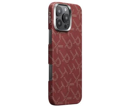 Чехол Pitaka Tactile Woven Case Monogram for iPhone 16 Pro - Red/Gold (KI1602PTK) 2