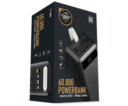 Зовнішній акумулятор Power Way TX60 60000mAh Black