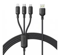 Кабель Baseus Silky One-for-Three Fast Charging USB to Micro USB+Lightning+Type-C 100W 1.5m black