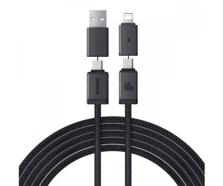 Кабель Baseus Versatile Two-for-Two Fast Charging Cable USB+Type-C to Type-C+Lightning 60W 2m black