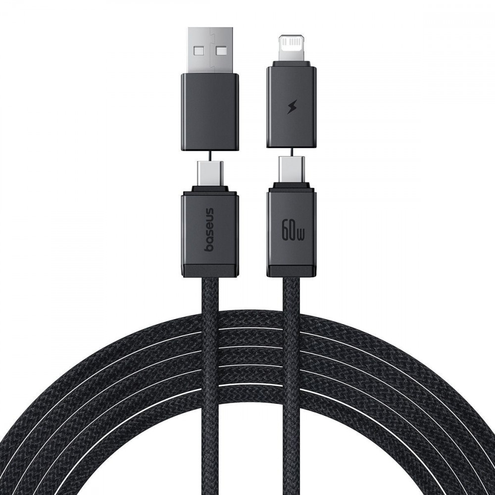 Кабель Baseus Versatile Two-for-Two Fast Charging Cable USB+Type-C to Type-C+Lightning 60W 2m black