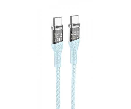 Кабель Hoco U111 Transparent Discovery 60W Type-C to Type-C (1.2m) blue