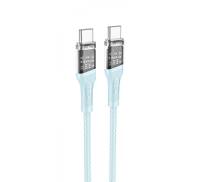 Кабель Hoco U111 Transparent Discovery 60W Type-C to Type-C (1.2m) blue