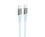 Кабель Hoco U111 Transparent Discovery 60W Type-C to Type-C (1.2m) blue