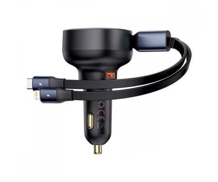 АЗП Baseus Enjoyment Pro Car Charger USB + Retractable C & iP Cable 60W black