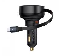 АЗП Baseus Enjoyment Pro Car Charger USB + Retractable Type-C Cable 60W black