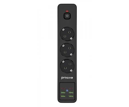 Мережевий фільтр Proove Power Strip P-03 (3 розетки + 4 USB + 2 Type-C) 2М black