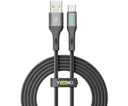 Кабель YOKI LED USB to Type-C 3A 2m Black (YK-CALE172L2)
