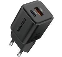 Мережевий зарядний пристрій Senteo Z-22 (1USB-C+1USB-A PD20W GaN/QC3.0 18W) Mini Charger (with Certificate CE) Black