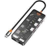 Мультипортовий адаптер WiWU CB011 Cyber 11 в 1 USB-C to USB3.0, SD/TF, HDMI, RJ45, VGA, PD + 3.5mm Gray