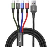 Кабель Baseus Rapid 4-in-1 USB-A to 2xUSB-C/Lightning/Micro-USB 1.2m Black (CA1T4-B01)