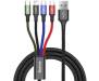 Кабель Baseus Rapid 4-in-1 USB-A to 2xUSB-C/Lightning/Micro-USB 1.2m Black (CA1T4-B01)