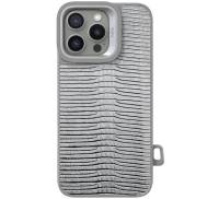 Чохол Kajsa Glamorous Collection Metallic Glossy Lizzar V.2 back case for iPhone 16 Pro Max Gray