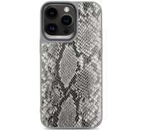 Чохол Kajsa Glamorous Collection Snake Pattern 2 back case for iPhone 15 Pro Light Gray