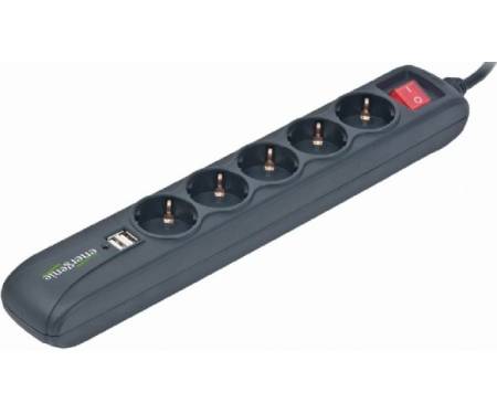 EnerGenie 5 розеток 2xUSB 1.5 м (Black) (SPG5-U2-5)